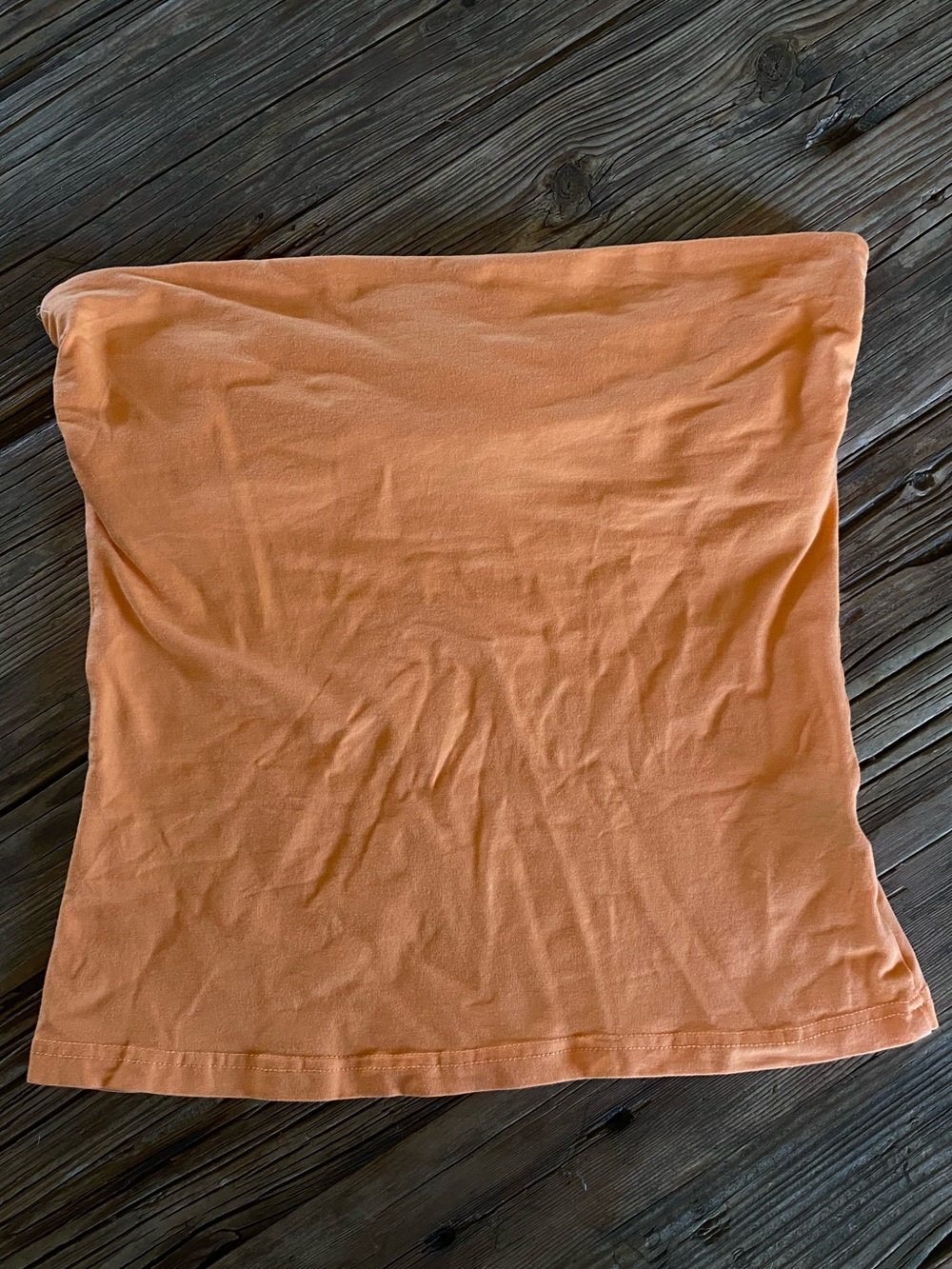 H&M Basic Solid Orange Peach Colored Cotton Tube Top Built In Bra Size Medium